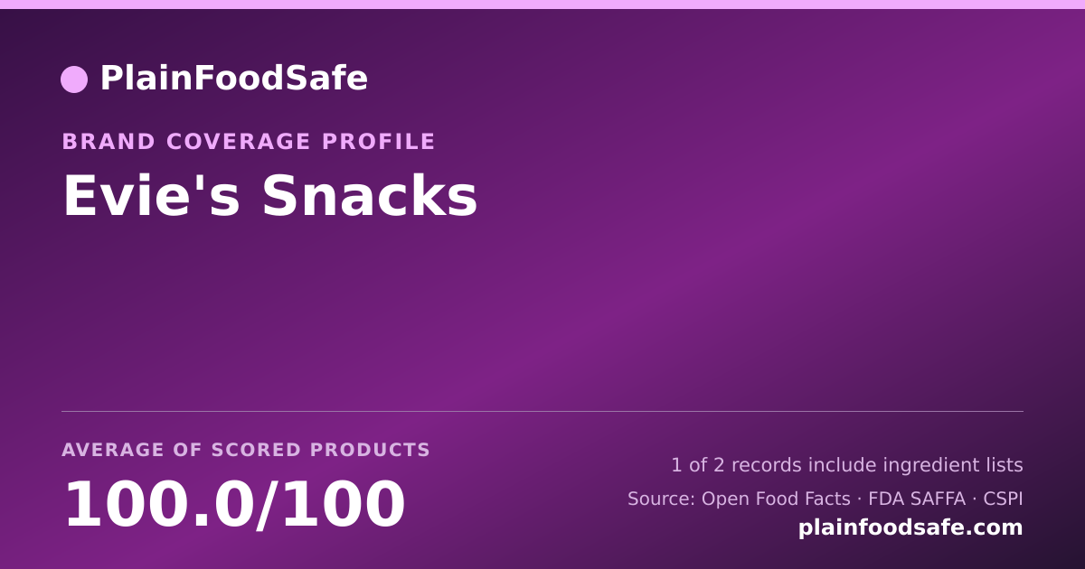 Share card for Evie's Snacks Food Safety Profile