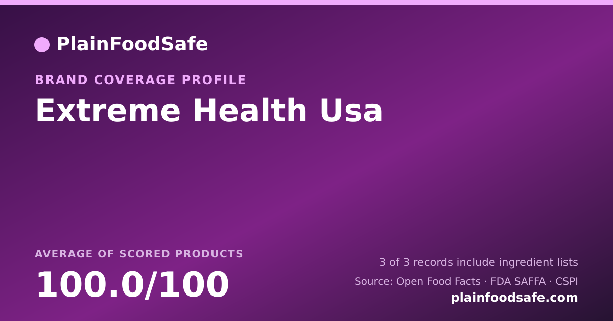 Share card for Extreme Health Usa Food Safety Profile