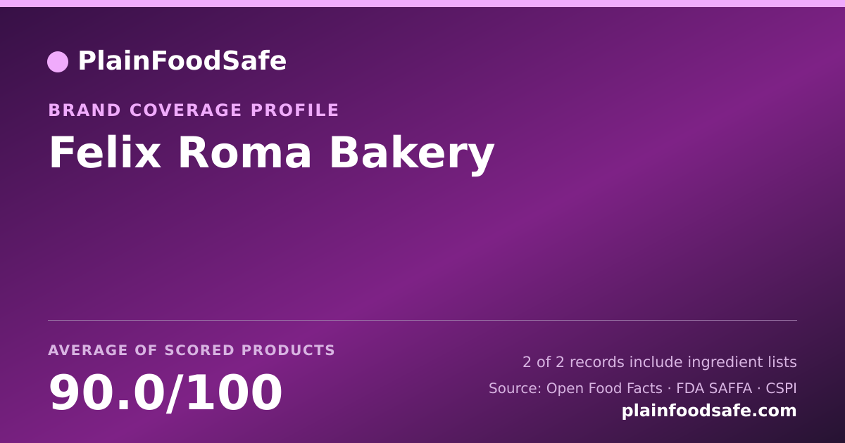Share card for Felix Roma Bakery Food Safety Profile