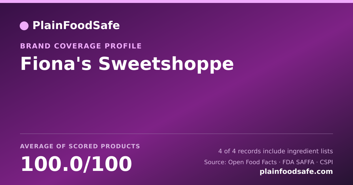 Share card for Fiona's Sweetshoppe Food Safety Profile