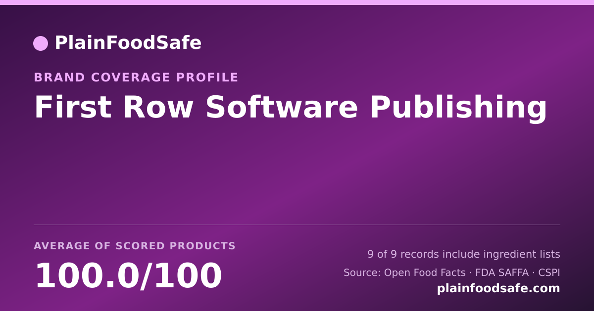 Share card for First Row Software Publishing Food Safety Profile