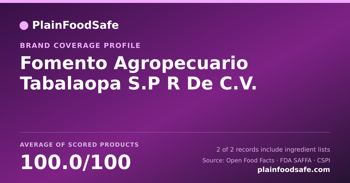 Share card for Fomento Agropecuario Tabalaopa  S.P R  De C.V. Food Safety Profile