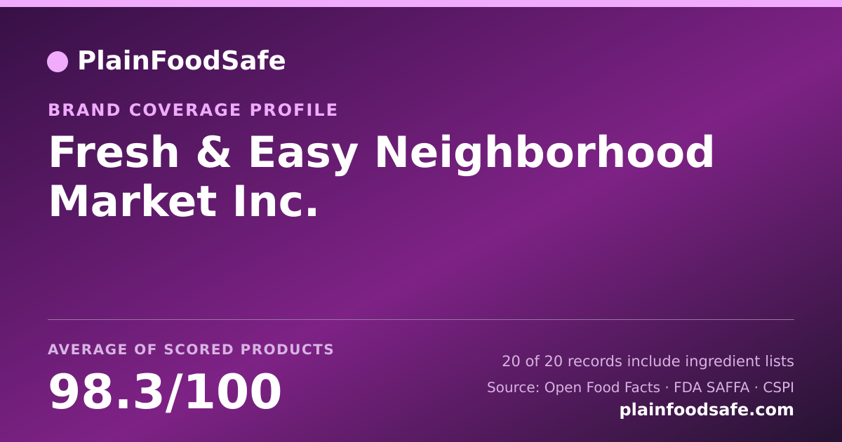 Share card for Fresh & Easy Neighborhood Market Inc. Food Safety Profile