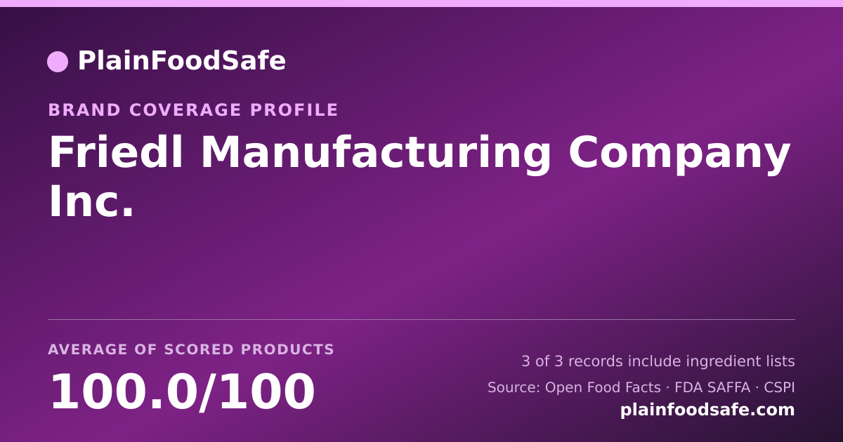 Share card for Friedl Manufacturing Company  Inc. Food Safety Profile