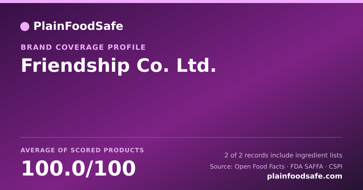 Share card for Friendship Co.  Ltd. Food Safety Profile