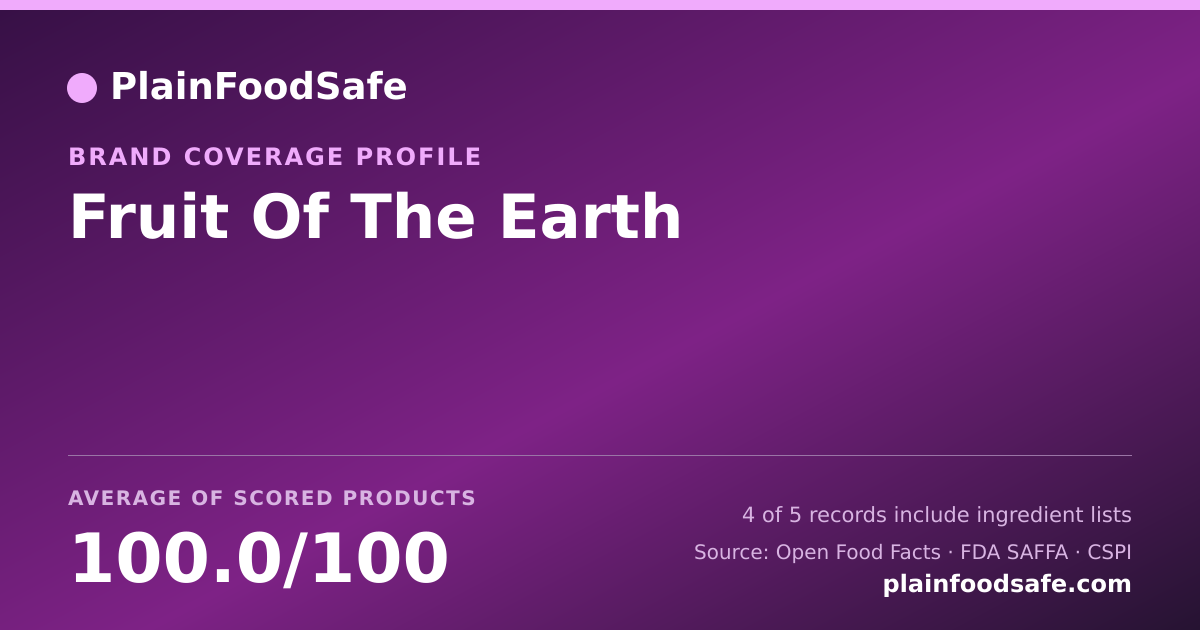 Share card for Fruit Of The Earth Food Safety Profile