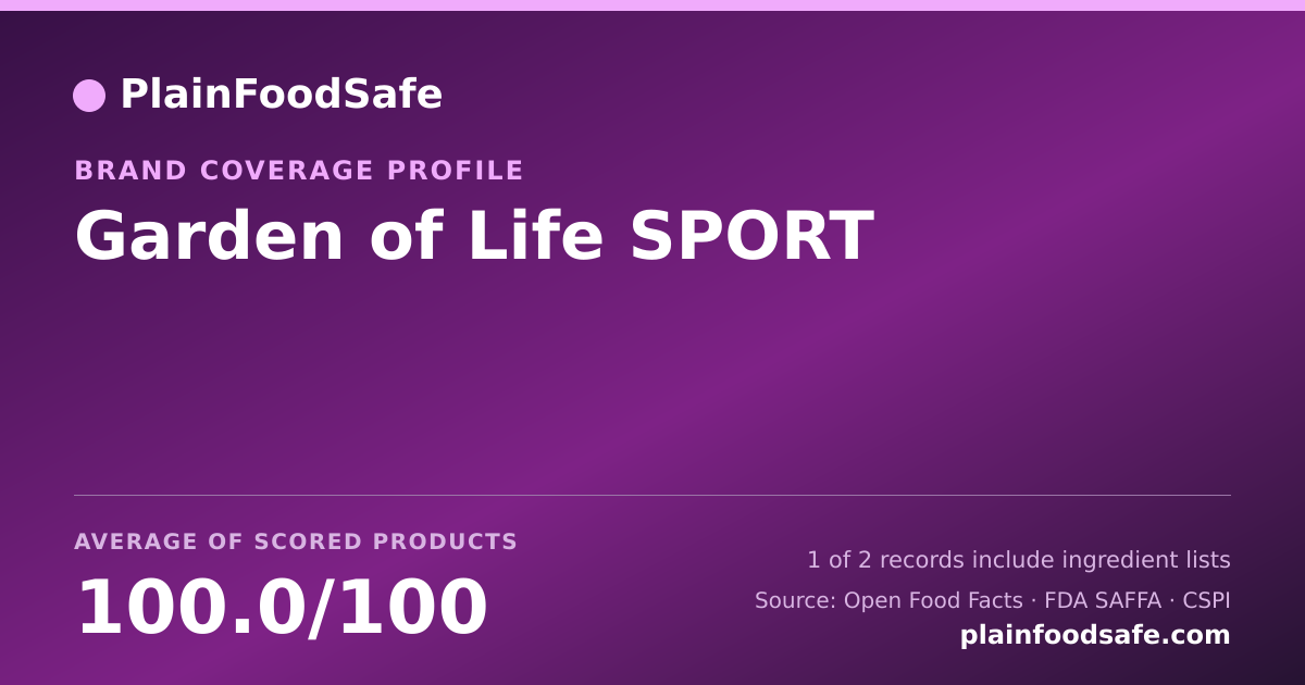 Share card for Garden of Life SPORT Food Safety Profile