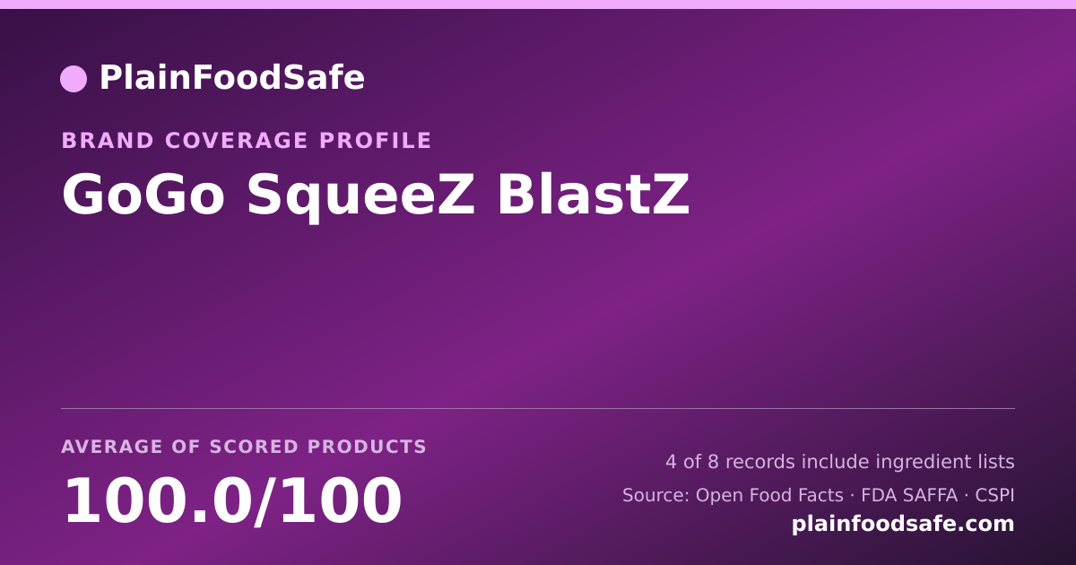 Share card for GoGo SqueeZ BlastZ Food Safety Profile