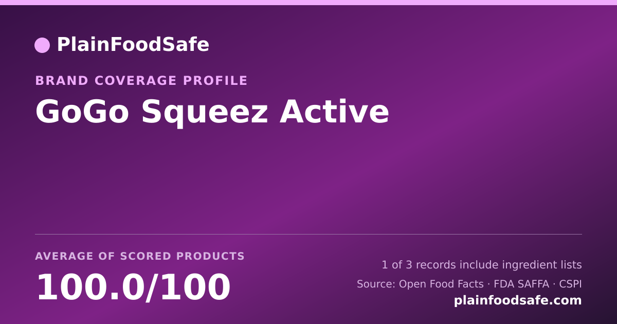 Share card for GoGo Squeez Active Food Safety Profile