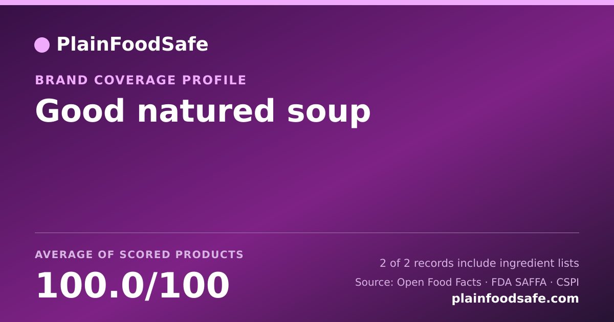 Share card for Good natured soup Food Safety Profile