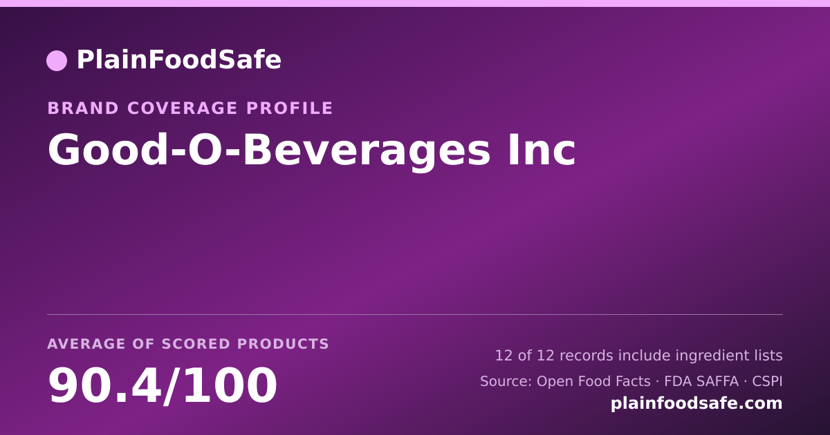 Share card for Good-O-Beverages Inc Food Safety Profile