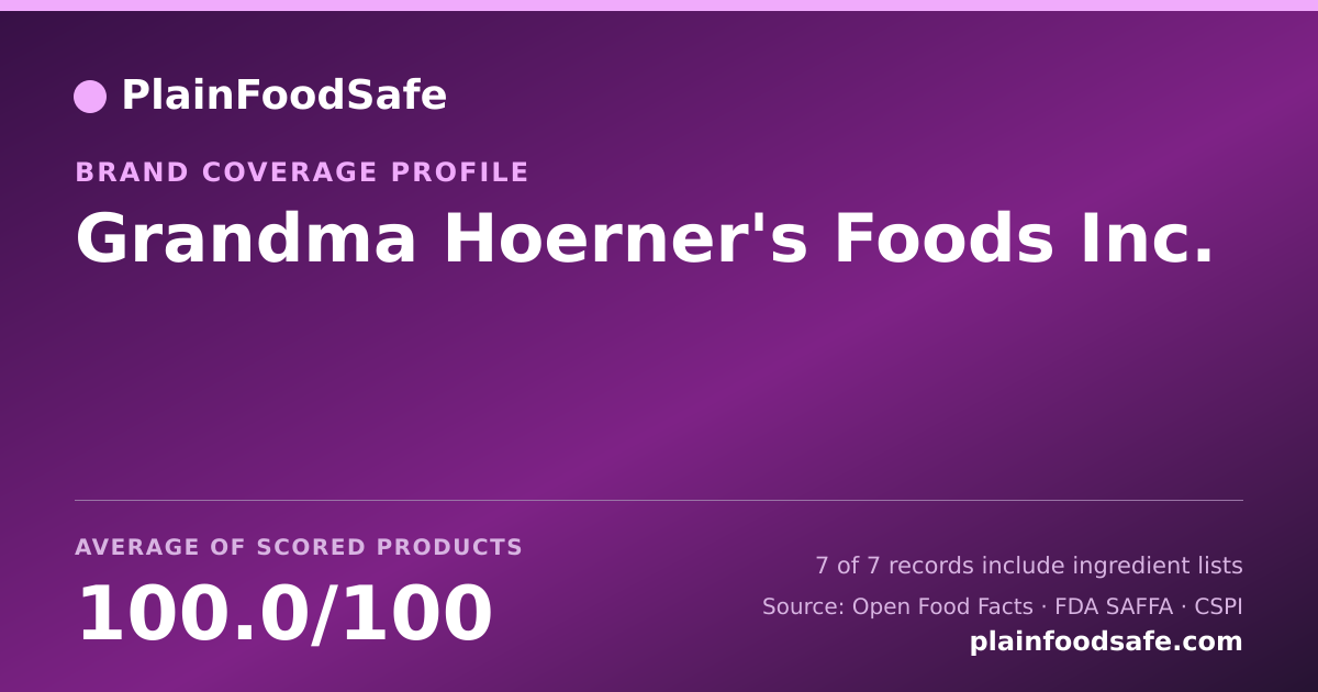 Share card for Grandma Hoerner's Foods  Inc. Food Safety Profile