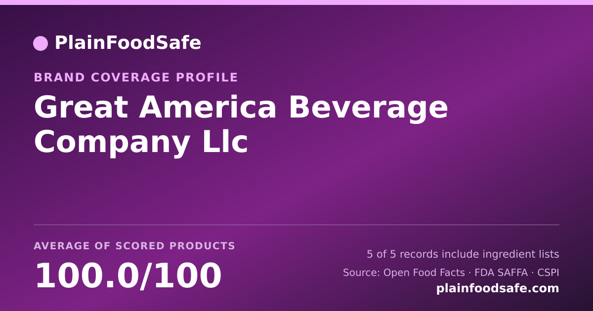 Share card for Great America Beverage Company Llc Food Safety Profile