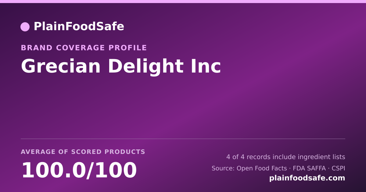 Share card for Grecian Delight Inc Food Safety Profile