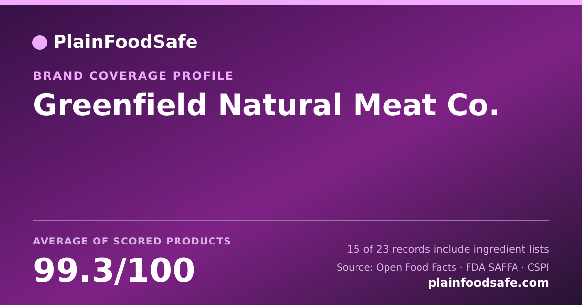 Share card for Greenfield Natural Meat Co. Food Safety Profile
