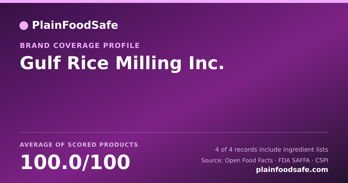 Share card for Gulf Rice Milling  Inc. Food Safety Profile