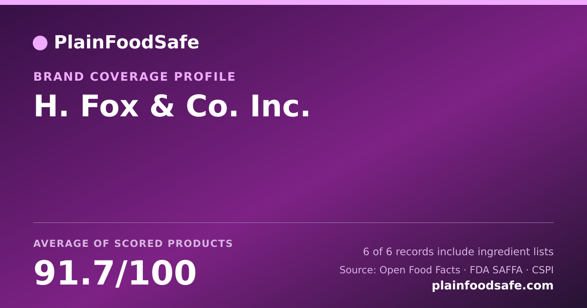 Share card for H. Fox & Co.  Inc. Food Safety Profile