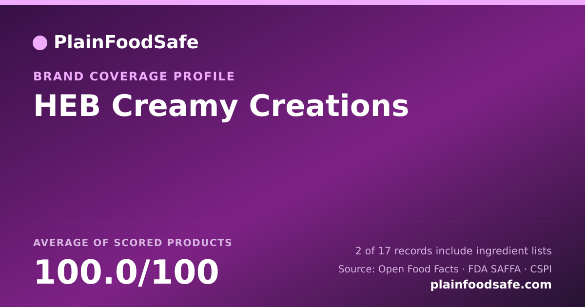 Share card for HEB Creamy Creations Food Safety Profile