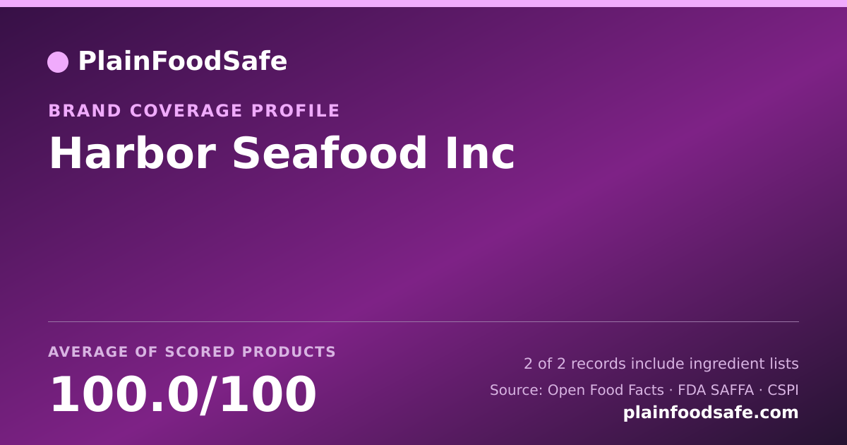 Share card for Harbor Seafood Inc Food Safety Profile