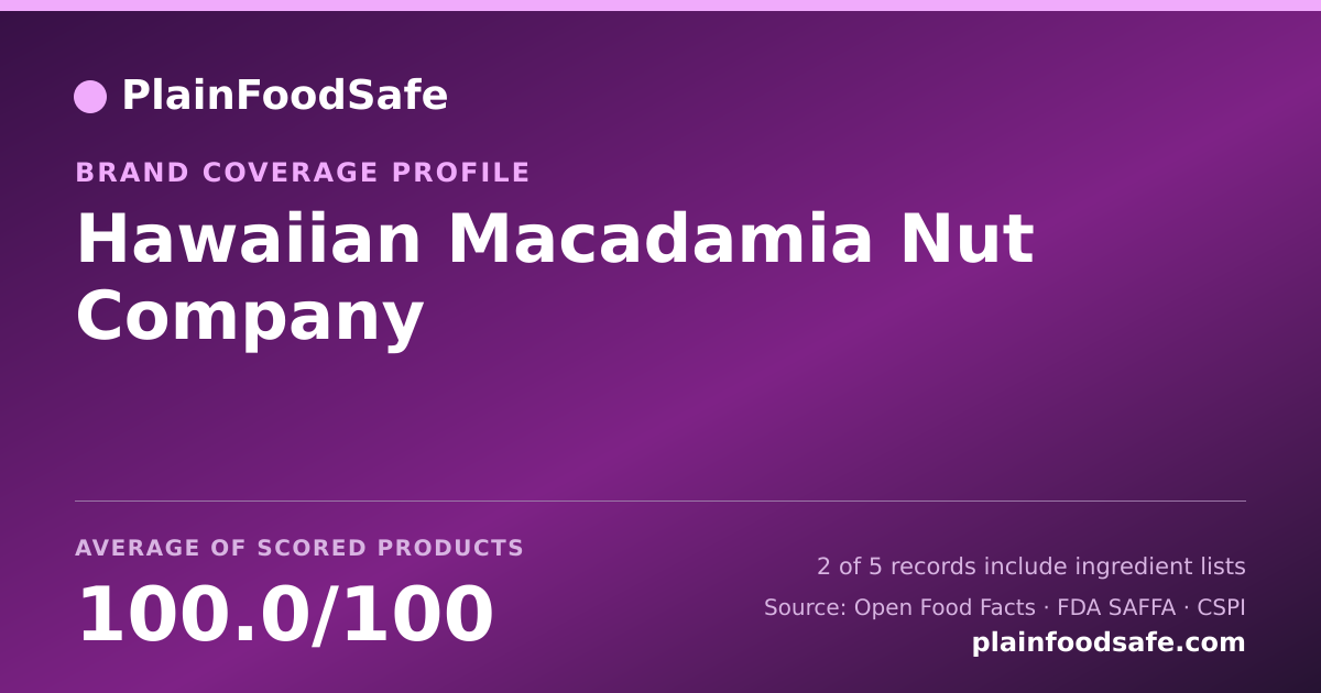 Share card for Hawaiian Macadamia Nut Company Food Safety Profile