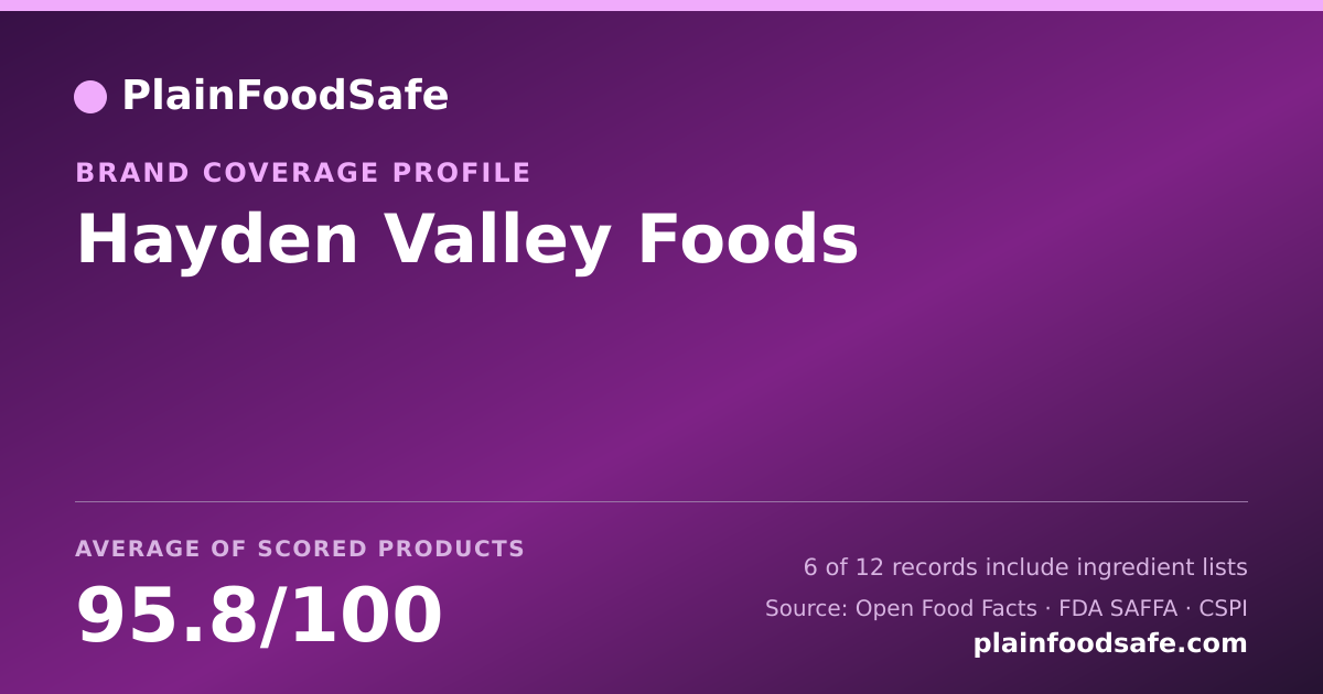 Share card for Hayden Valley Foods Food Safety Profile