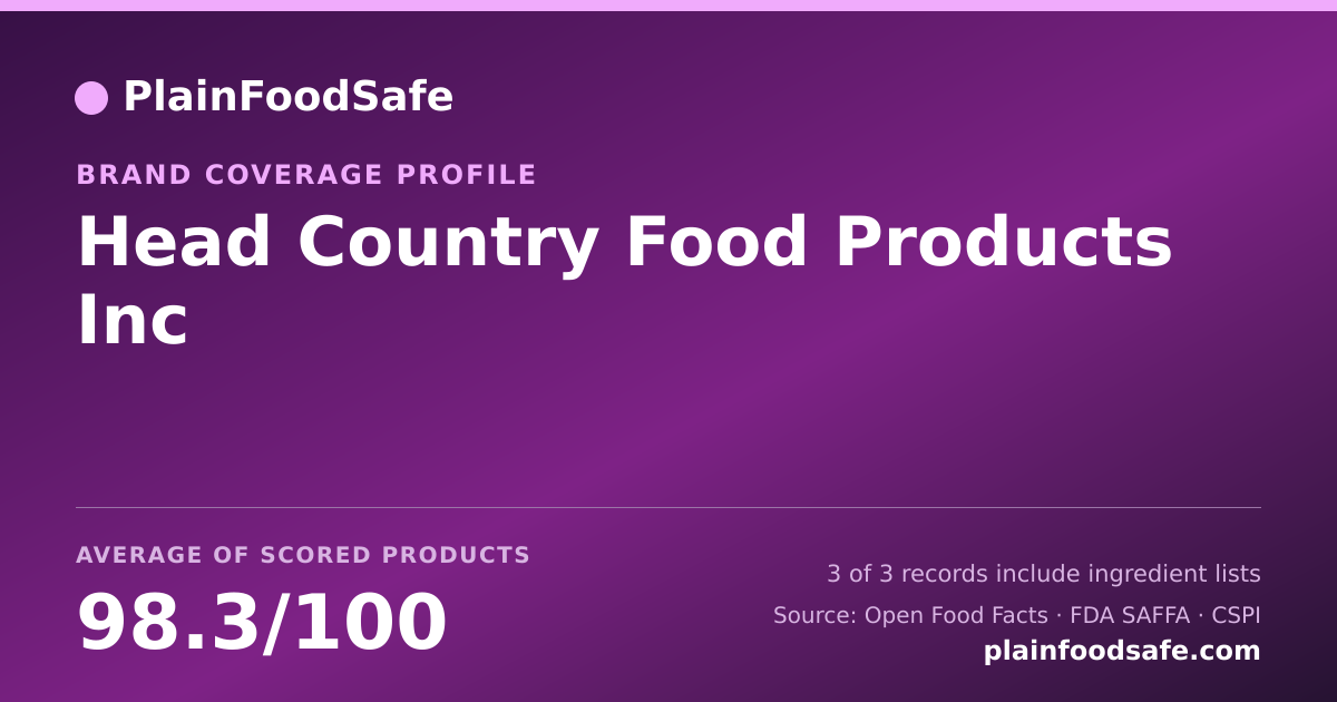 Share card for Head Country Food Products Inc Food Safety Profile