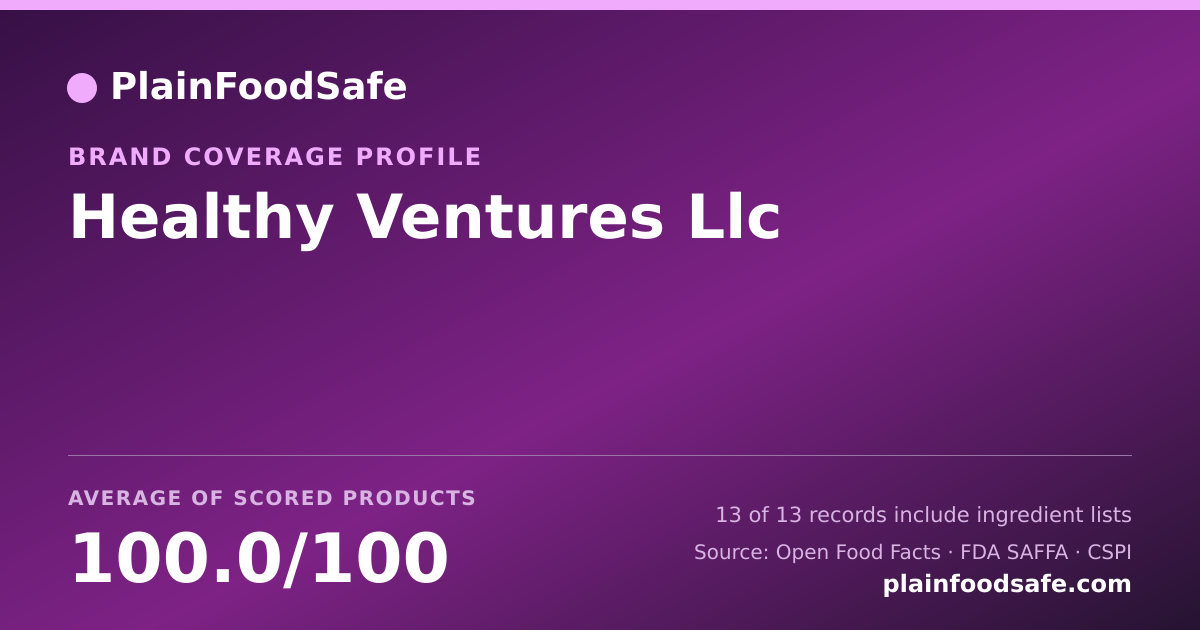 Share card for Healthy Ventures Llc Food Safety Profile