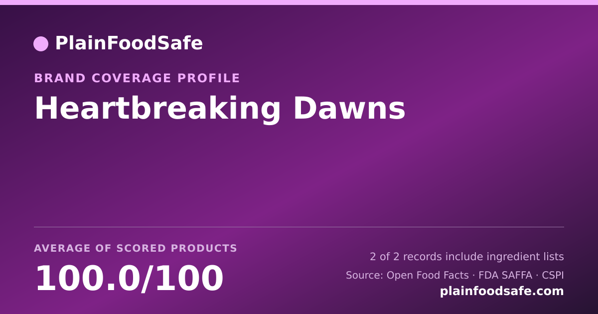 Share card for Heartbreaking Dawns Food Safety Profile