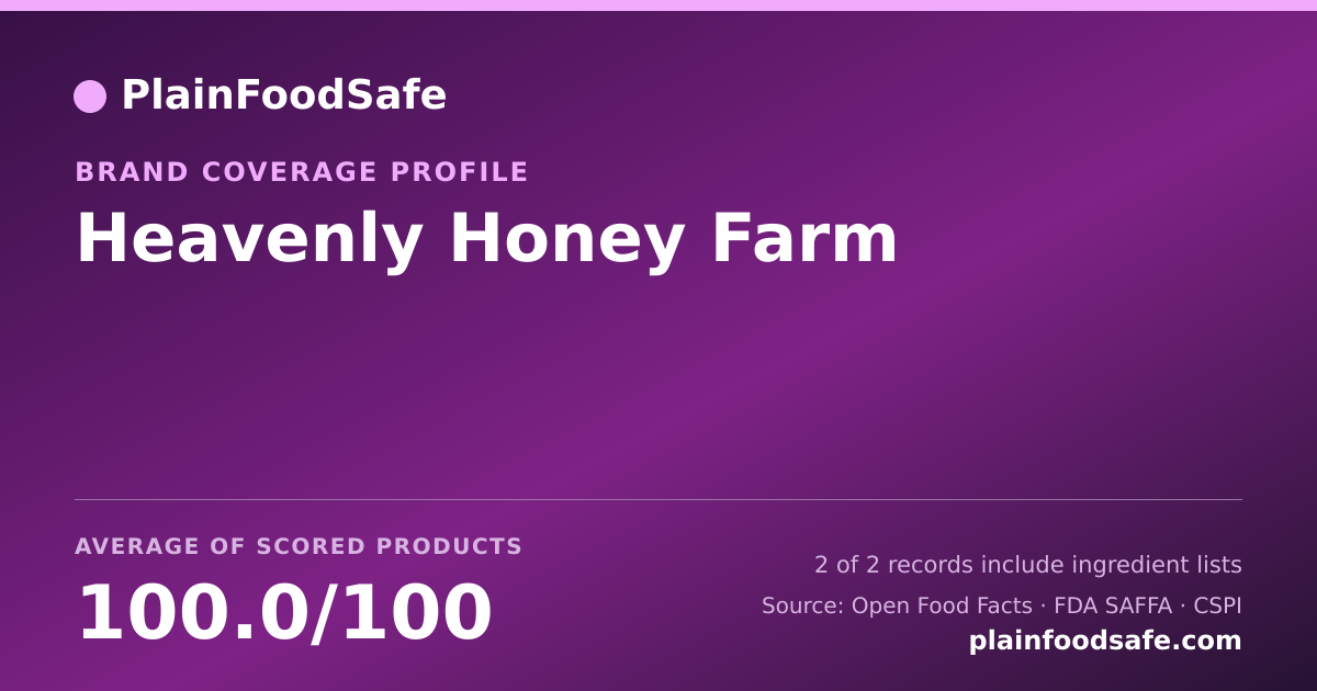 Share card for Heavenly Honey Farm Food Safety Profile