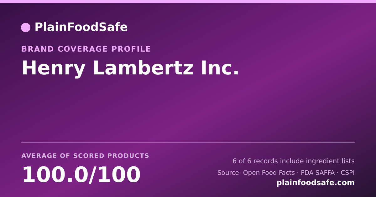 Share card for Henry Lambertz Inc. Food Safety Profile