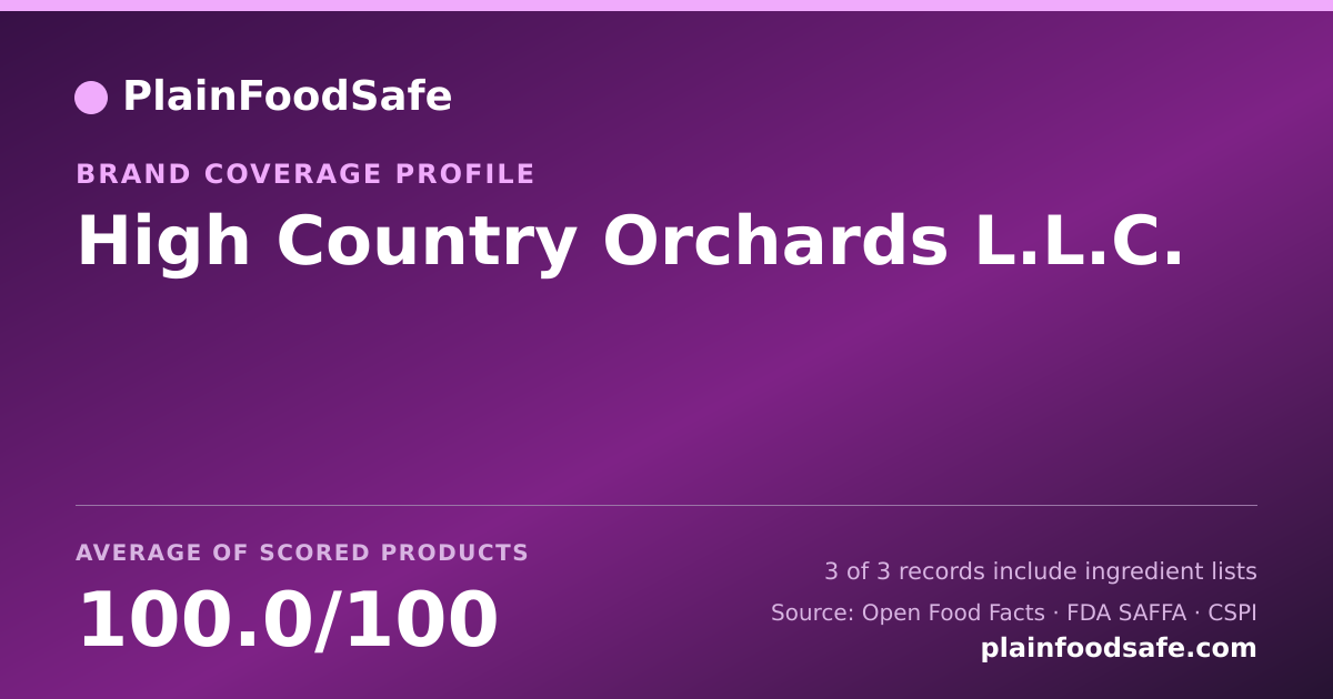 Share card for High Country Orchards L.L.C. Food Safety Profile