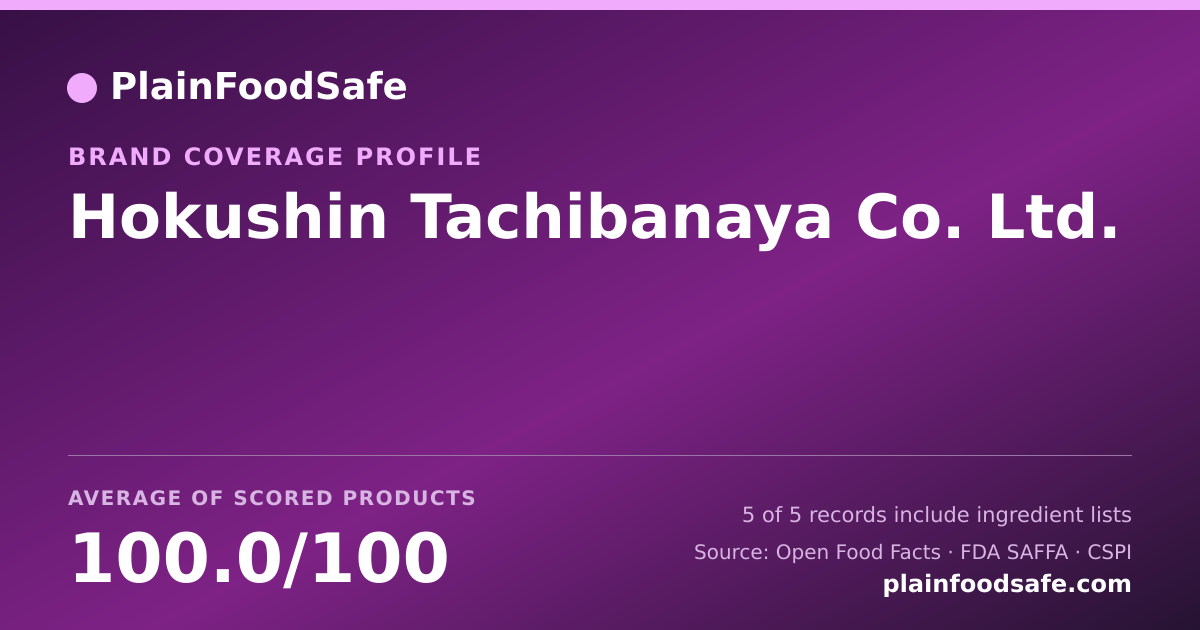 Share card for Hokushin Tachibanaya Co.  Ltd. Food Safety Profile