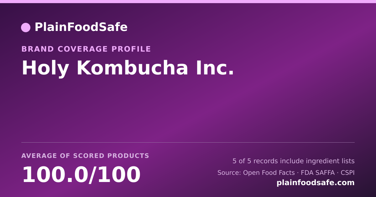 Share card for Holy Kombucha  Inc. Food Safety Profile