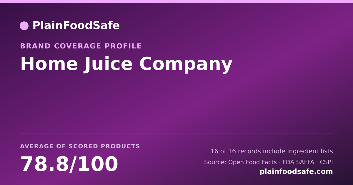 Share card for Home Juice Company Food Safety Profile