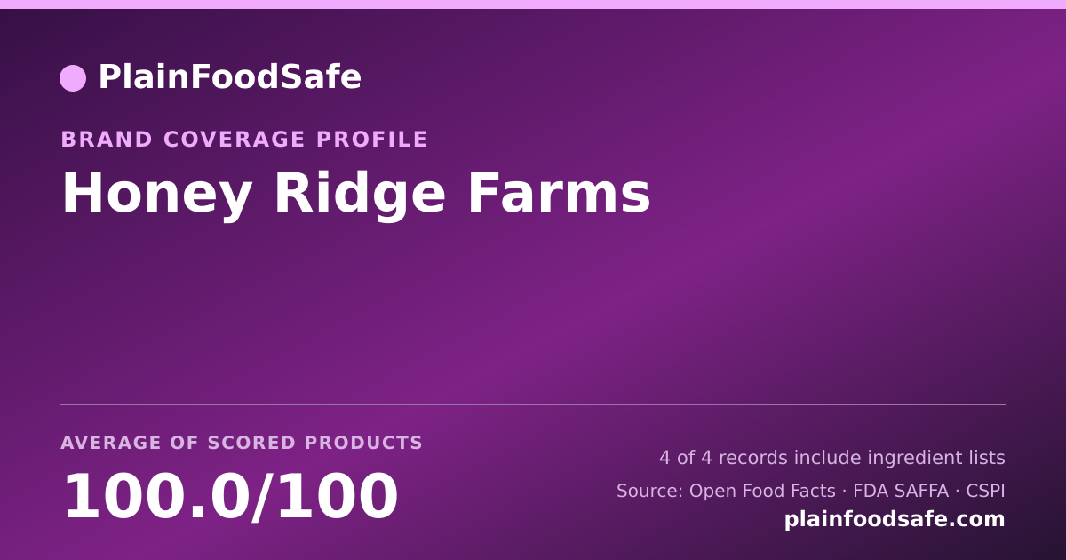 Share card for Honey Ridge Farms Food Safety Profile