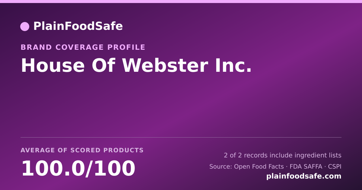 Share card for House Of Webster Inc. Food Safety Profile