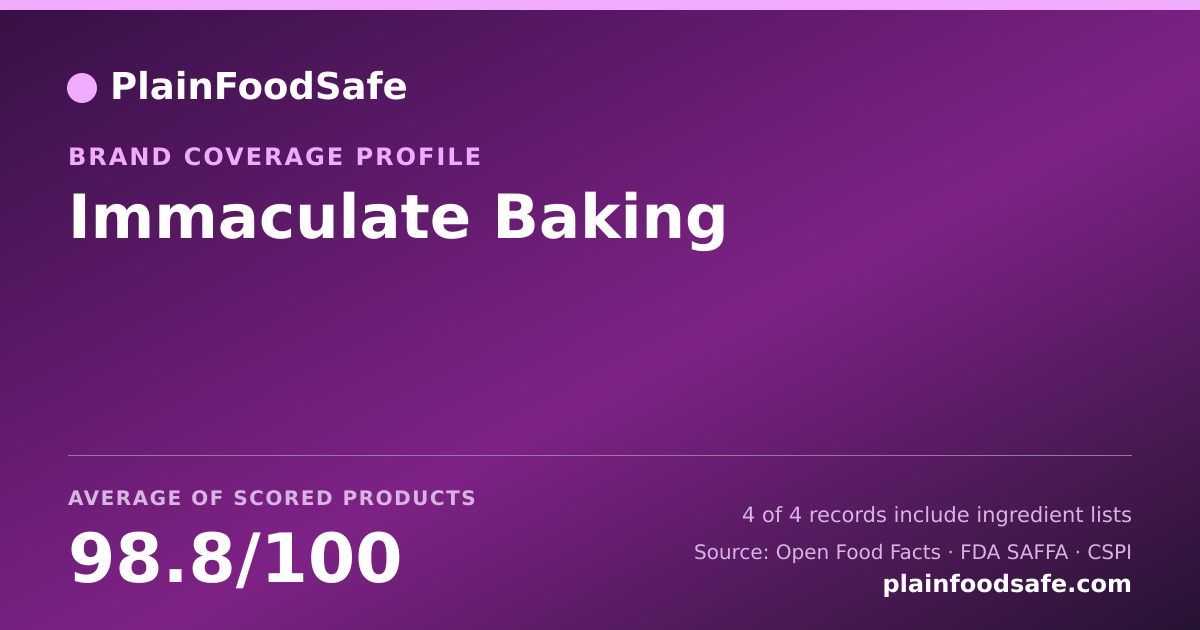 Share card for Immaculate Baking Food Safety Profile