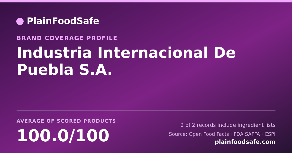 Share card for Industria Internacional De Puebla S.A. Food Safety Profile