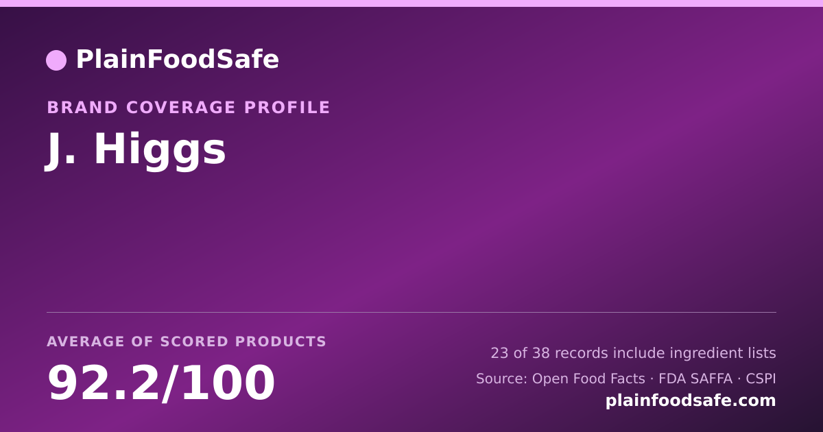 Share card for J. Higgs Food Safety Profile