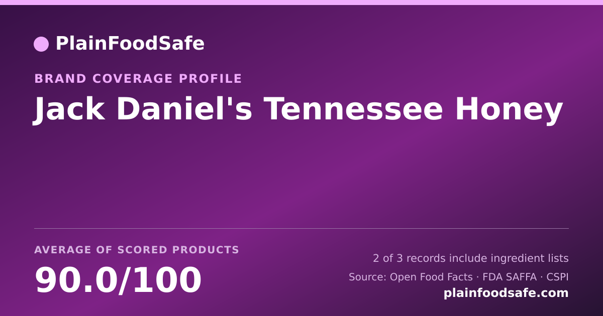 Share card for Jack Daniel's Tennessee Honey Food Safety Profile