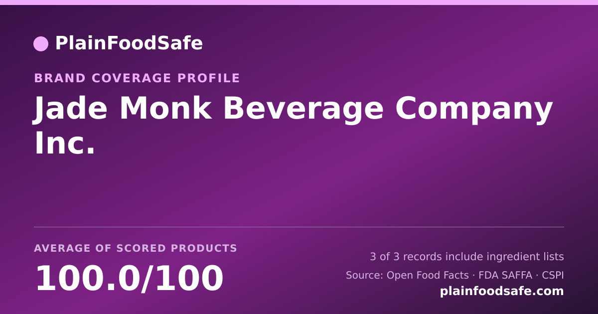 Share card for Jade Monk Beverage Company  Inc. Food Safety Profile
