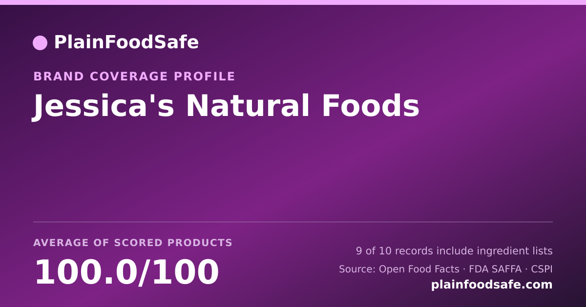 Share card for Jessica's Natural Foods Food Safety Profile