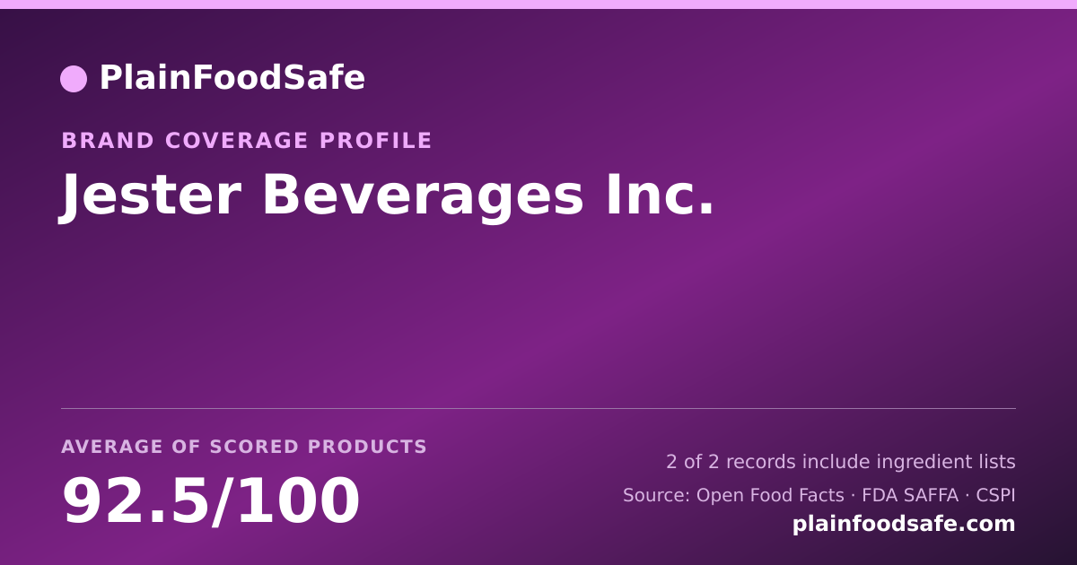 Share card for Jester Beverages  Inc. Food Safety Profile