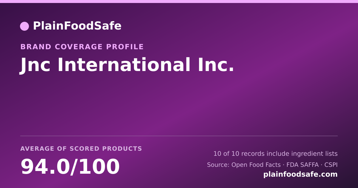 Share card for Jnc International Inc. Food Safety Profile