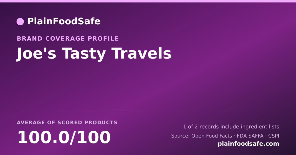 Share card for Joe's Tasty Travels Food Safety Profile
