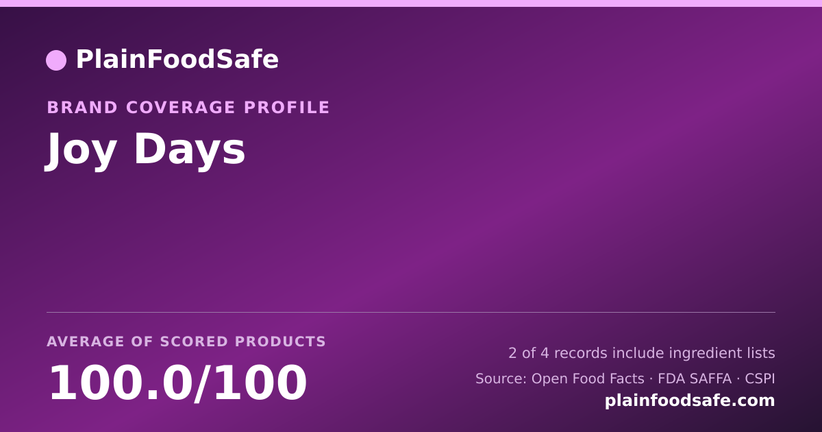 Share card for Joy Days Food Safety Profile