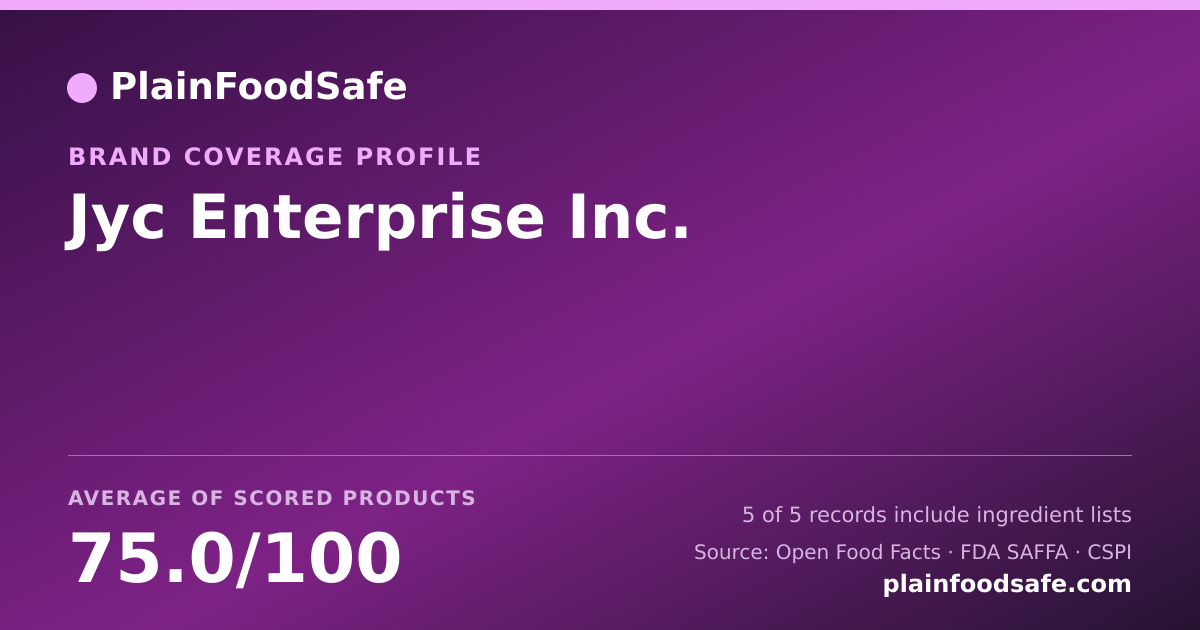 Share card for Jyc Enterprise  Inc. Food Safety Profile