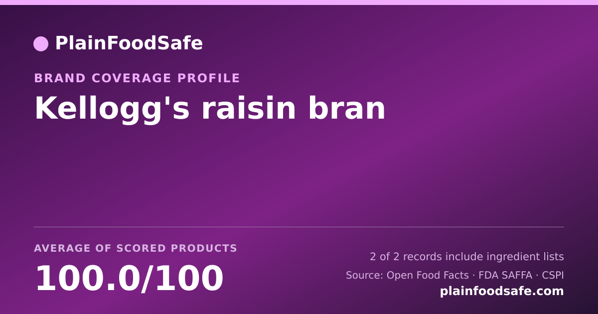 Share card for Kellogg's raisin bran Food Safety Profile
