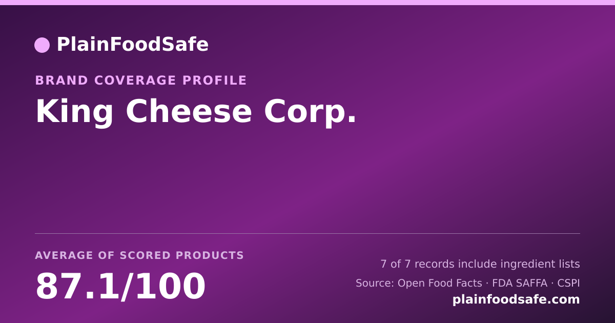 Share card for King Cheese Corp. Food Safety Profile