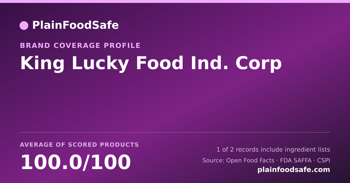 Share card for King Lucky Food Ind. Corp Food Safety Profile